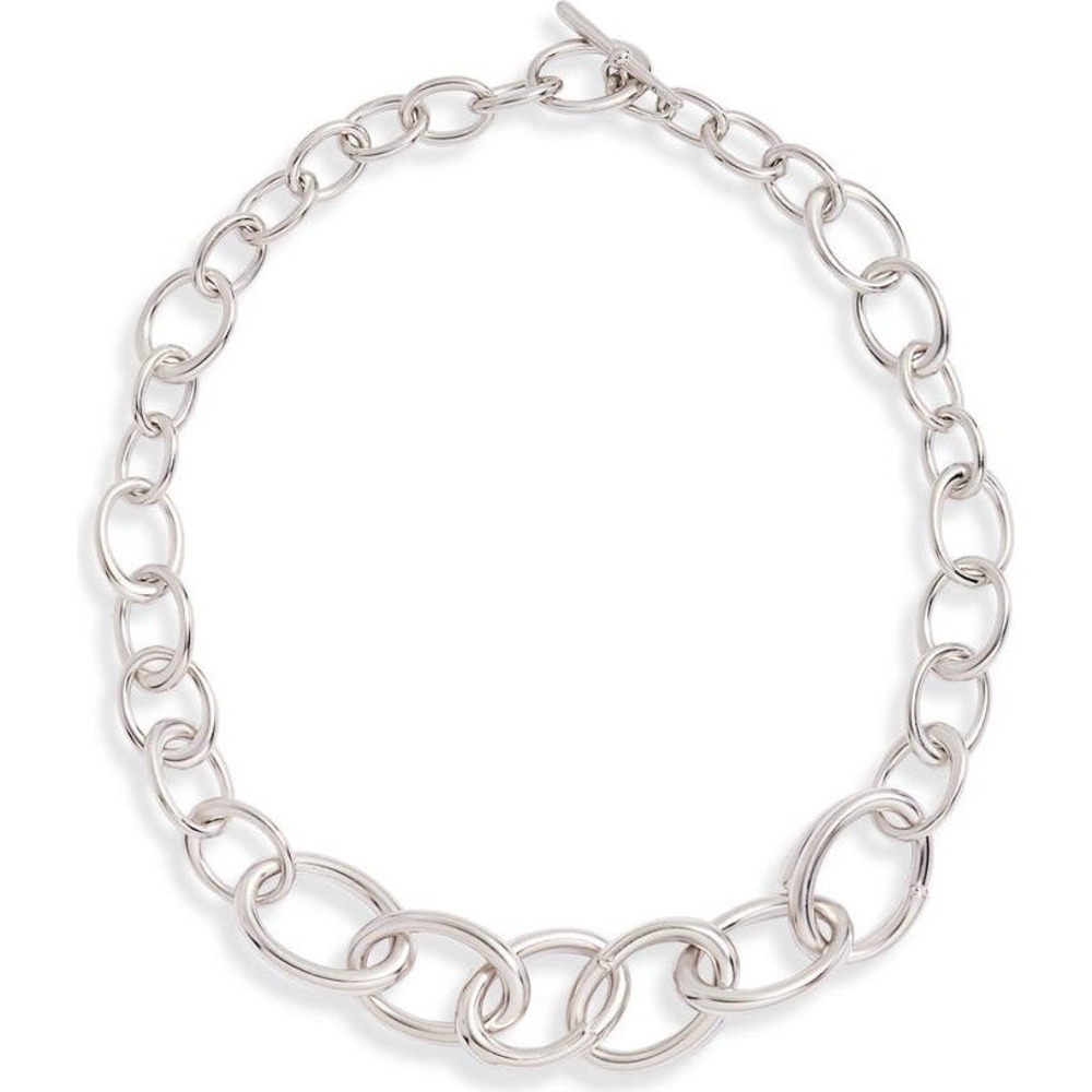 Kendra Scott Walker Chain Link Necklace Silver Rhodium Graduated Oval Toggle